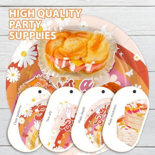 168Pcs Five Is a Vibe Birthday Party Decorations Groovy 5th Birthday Plates and Napkins Hippie Daisy Tableware Set for Girls Boho 5 Years Old Party Supplies Serves 24 - Image 3