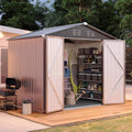 Aoxun 8'x6' Shed with Floor Galvanized Steel Outdoor Storage Shed Brown by Aoxun