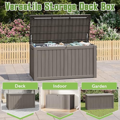 Outdoor Storage Waterproof Deck Box for Patio (160 Gallon, Grey) - Image 4