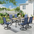 Sophia & William Outdoor Dining Set for 6 w/Wood-Look Table & Blue Chairs by SophiaWilliam