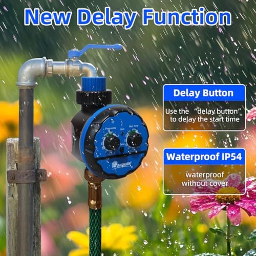 Digital Water Timer, Dual Dial Control, Battery Operated, Blue - Image 2