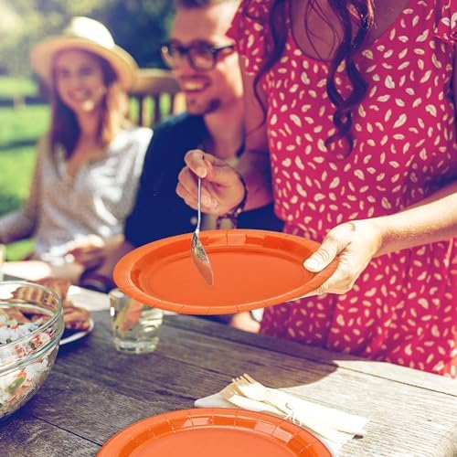 50 Pieces of Orange Paper Plates 9 Inches Round Sturdy Orange Dinner Plates - Image 6