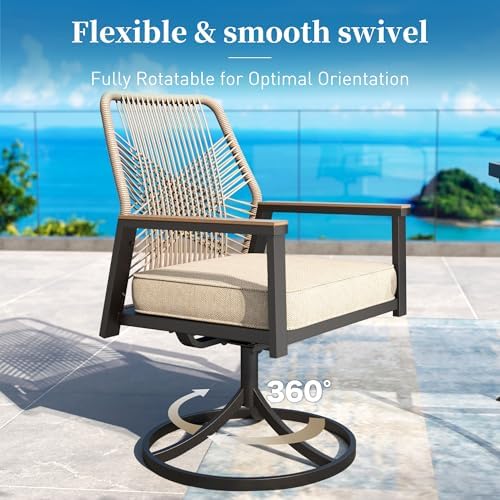 SUNSHINE VALLEY Swivel Patio Dining Set, Extendable Metal Table & 8 Chairs - Image 3