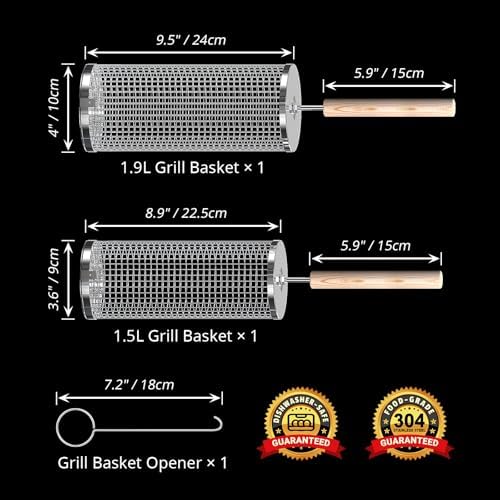 Rolling Grill Basket, Grilling Accessories, Outdoor Camping, Gifts for Men - Image 2