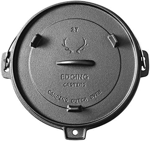 EDGING CASTING Pre-Seasoned Cast Iron Dutch Oven With Skillet Lid, Outdoor Camping Deep Pot for Camping Fireplace Cooking BBQ Baking Campfire, Leg Base, 4.5 Quart - Image 5