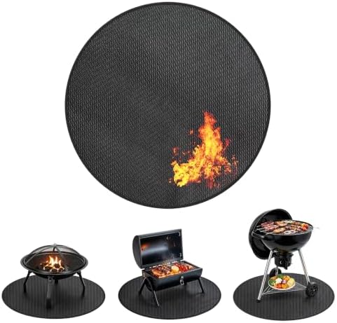 36" Round Fire Pit Mat for Solo Stove Bonfire, Fireproof Under Grill Mats for Outdoor Grill Deck Protector, Double-Sided Silicone Coating Heat Resistant BBQ Mat pad for Patio & Camping - Image 2