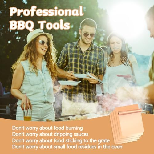 Copper Grill Mats for Ourdoor Grill Set of 6,Heavy Duty Non-Stick BBQ Grill Mats,Reusable & Easy to Clean for Gas,Charcoal & Electric Grills-15.75 x 13 Inch - Image 2