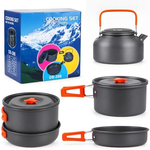 aiGear Camping Cookware with Pot Pan Kettle Cutlery Tableware 1-2 People by aiGear
