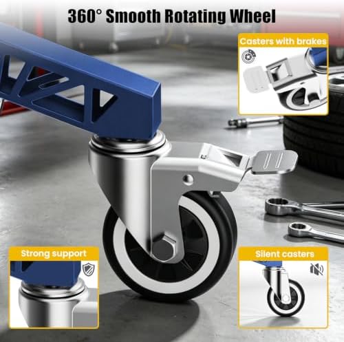 Robust Steel Rolling Shop Stool with Wheels, Mechanic Stool Seat - Image 4