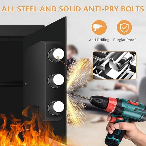 2.0 Cub Large Fireproof Safes for Home Use, Digital Security Safe Box Fireproof Waterproof with Combination Lock and Removable Shelf, Home Fire Safe for Document Money Medicines Valuables - Image 4