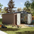 Aoxun 10 x 12FT Outdoor Storage Shed with Double Hinged Large Door, Brown by Aoxun