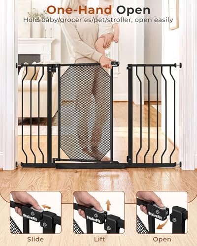 30-49" Baby Gate for Stairs, Auto Close Dog Gate Indoor, Black - Image 3