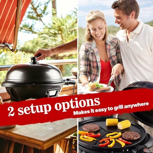 Electric Grill, Techwood 2-in-1 Portable Indoor/Outdoor Grill, 1750W Removable Stand Grill with Nonstick Plate, Electric Griddle for Camping, Patio & Backyard, Stand/Tabletop Options for Cookouts - Image 5