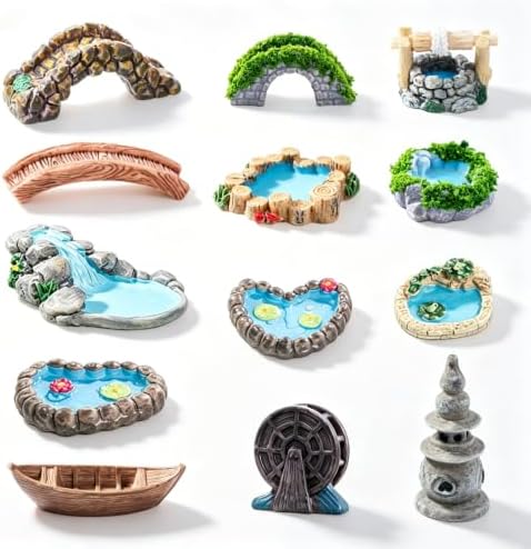 Mini Fairy Garden Accessories Furniture Outdoor Miniature Bridge Pond Set by Unknown