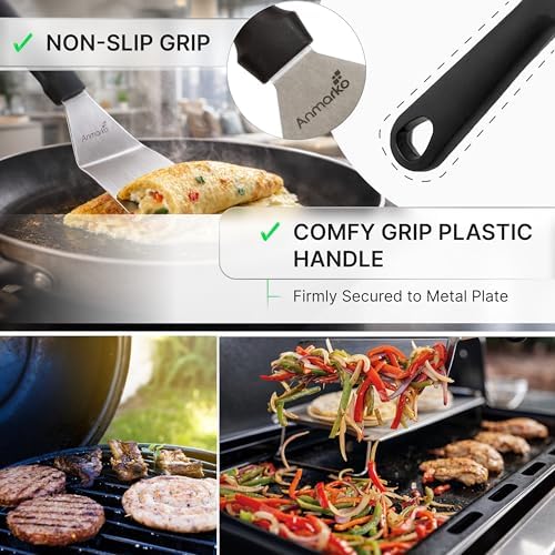 Anmarko Stainless Steel Spatula with Plastic Handle, Pancake Flipper, Kitchen Cooking Tool - Image 3