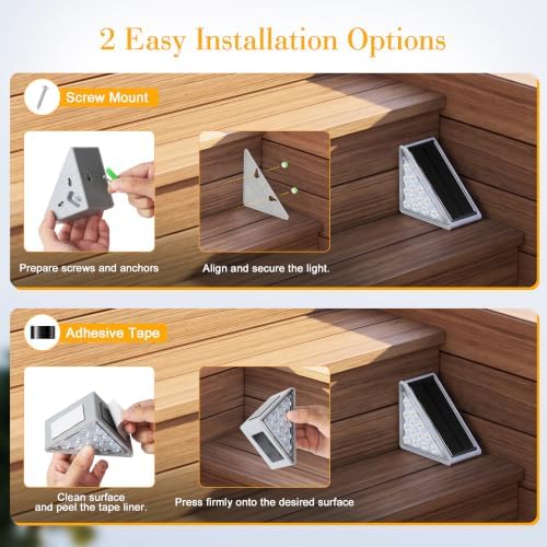 AUDLES Solar Step Lights Outdoor Waterproof IP67-13 LED Solar Stair Lights with 3000K/6000K Dual Color Temp, Auto On/Off Outdoor Lights for Deck, Patio, Pathway, Porch -16 Pack - Image 7