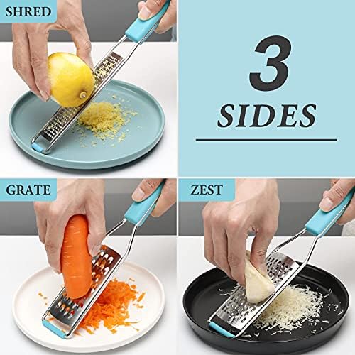 Cambom Cheese Grater Citrus Zester Lemon Zester Pack of 3-304 Stainless Steel - A Sharp Tool for Parmesan Cheese, Ginger, Garlic, Nutmeg, Chocolate, Vegetables，Fruits，Dishwasher Safe Blue - Image 2