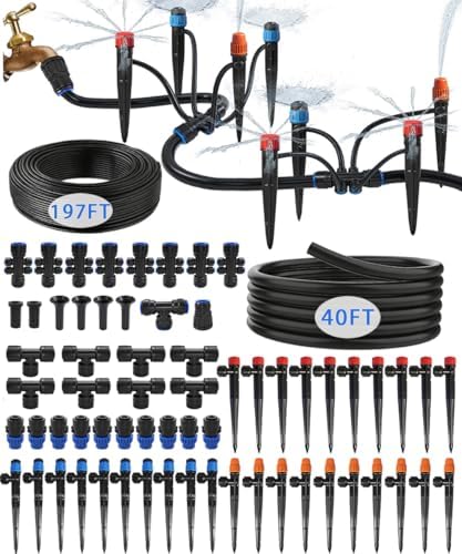 40FT Main tube1/2 Drip Irrigation System Kit with 40 Adjustable Nozzles by ELDEROAKI