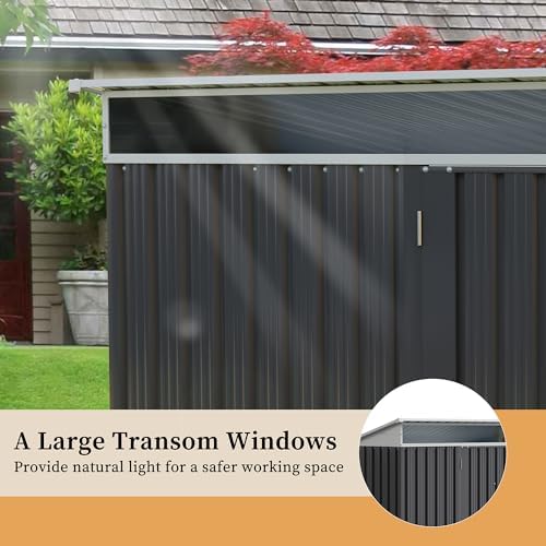 Vongrasig Outdoor Storage Shed, 6 x 4 FT Outside Metal Garden Shed with Window and Lockable Door, Waterproof Tool Shed for Backyard Patio, Lawn and Garden (Dark Gray) - Image 4