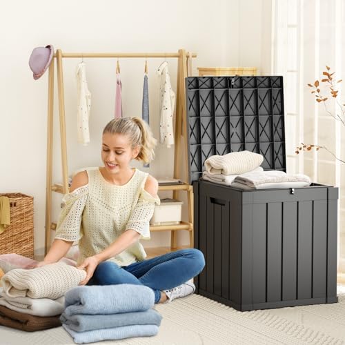 DRATO 51 Gallon Outdoor Storage Box Waterproof, Lockable Resin Deck Box for Patio Furniture, Pool Supplies & Garden Tools, Weatherproof Outside Storage Bin for Backyard Porch (Black, 51 Gallon) - Image 3