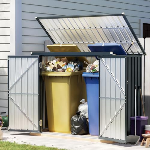 6 x 3 FT Trash Can Storage Shed with Lift-Up Lid for Backyard by Unknown