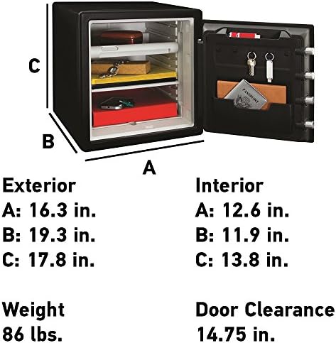 SentrySafe Fireproof and Waterproof Steel Home Safe with Keypad, Floor Safe with Interior Lighting and Shelves, 1.23 Cubic Feet, 17.8 x 16.3 x 19.3 Inches, SFW123FUL - Image 5
