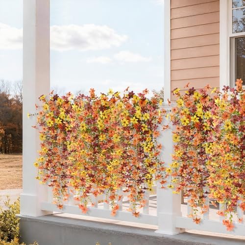 INQCMY Artificial Fake Hanging Flowers Plants for Outdoor Fall Decoration - Image 4