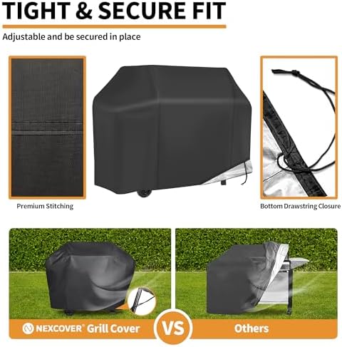 NEXCOVER Grill Cover, BBQ Cover 55 inch,Waterproof BBQ Grill Cover,Fade Resistant Gas Grill Cover, Barbecue Grill Covers, Fits Grill of Weber, Brinkmann, Nexgrill, Black Grill Cover for Outdoor Grill. - Image 3
