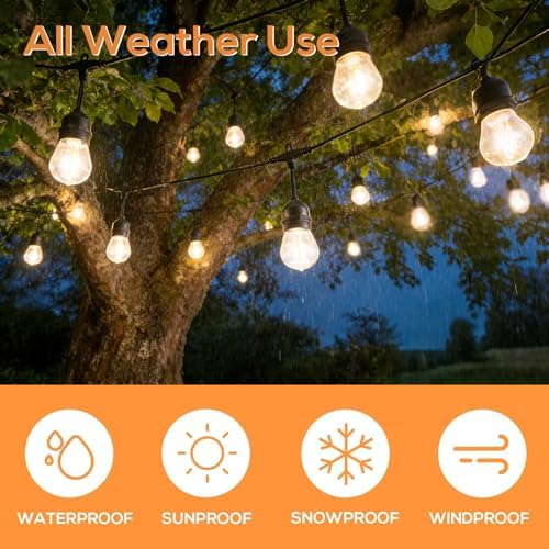 SUNTHIN 50FT Outdoor String Lights with 16 1W LED Bulbs - Image 4