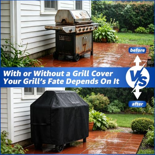 Perfect Grill Cover for Outdoor Grills Waterproof Rip-Proof Weather Resistant for Reliable Protection Griddle Cover Easy to Clean Adjustable Hem Drawstring Fade Resistant (Brown, 55) - Image 6