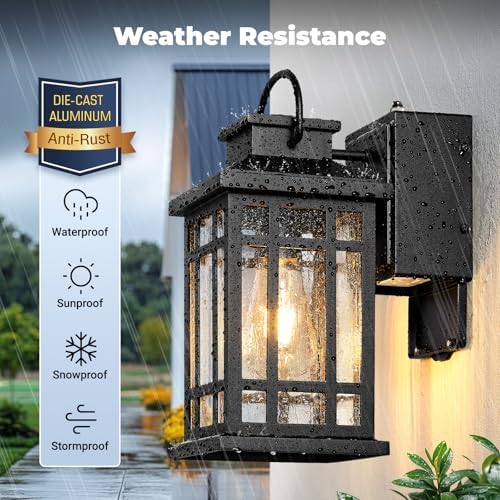 Outdoor Wall Light Fixtures with GFCI Outlet, Black 2-Pack - Image 4