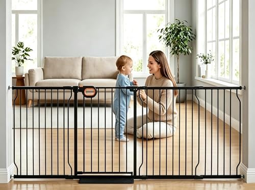 95.2-100 Inch Extra Wide Baby Gate for Stairs Doorways by HOOOEN