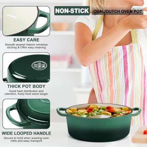 E-far 5QT Oval Dutch Oven Pot with Lid, Enameled Cast Iron Dutch Oven - Image 3