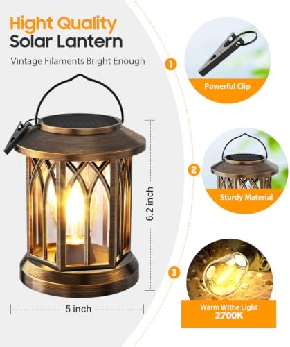 Solar Lantern Outdoor Lights with Wall Mount Kit, Upgraded Solar Lanterns - Image 2