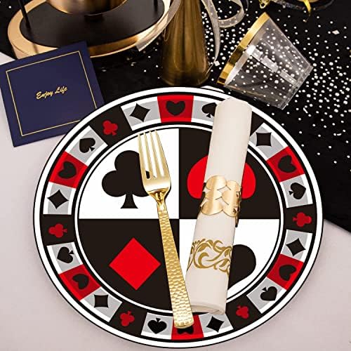 40 Pcs Casino Party Supplies Poker Paper Plates 7" Casino Party Plates for Casino Night Game Theme Card Playing Club Heart Poker Night Las Vegas Birthday Party Decorations (Poker) - Image 5