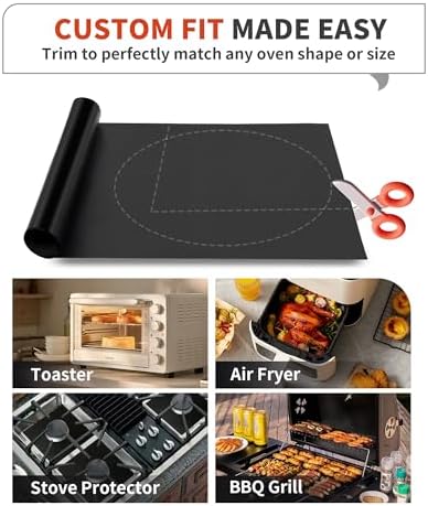 5 Pack Oven Liners for Bottom of Oven, 17x25" Large Heavy Duty Non-Stick Reusable Oven Mat for Electric, Gas, Toaster & Convection Ovens - BPA & PFOA Free, Dishwasher Safe, Kitchen Essentials, Black - Image 5