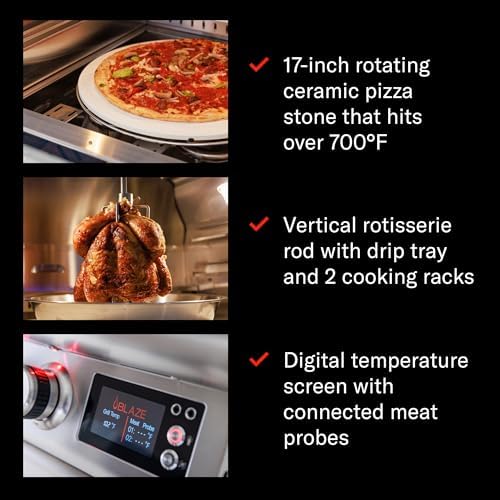 Blaze 26-Inch Freestanding Propane Outdoor Pizza Oven with Rotisserie & Cart | 17-Inch Rotating Ceramic Pizza Stone | Dual Cooking Racks | Digital Controls & Meat Probes | BLZ-26-PZOVN-LP - Image 3