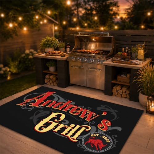Custom XL Under The Grill Mat, Personalized Name BBQ Floor Mat (D5) - Image 4