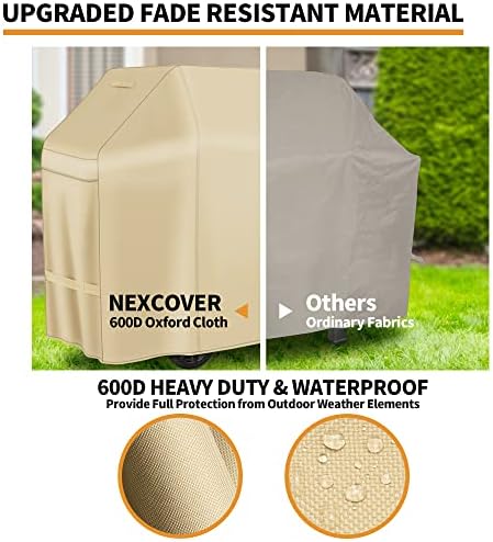 NEXCOVER 50 Inch Waterproof Grill Cover, Outdoor Heavy Duty 600D BBQ Cover, Fade & Weather Resistant Upgraded Material, Barbecue Cover for Weber, Brinkmann, Char Broil, Holland. - Image 5