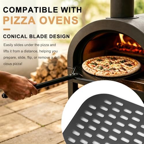 12in Perforated Pizza Peel Paddle Long Handle Compatible with Ninja MO201 - Image 6