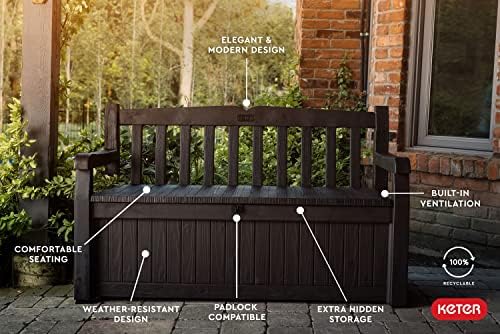 Keter Solana 70 Gal Outdoor Storage Bench for Patio and Pool Accessories - Image 5