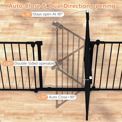 199" Extra Wide Baby Gate, Play Yard Child Safety Gate, Dog Gates with Auto-Close Door, Double Locking System for The House Doorways, Fireplace, Kitchen, 8-Panels, 30" Tall - Image 5