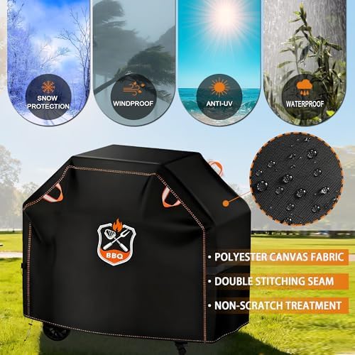 Grill Cover, Universal 58" BBQ Grill Cover for Outdoor Grill, Waterproof, Weather Resistant, Fade Resistant Gas Grill Cover with Adjustable Double Straps for Weber, Char-broil, Nexgrill, etc - Image 6