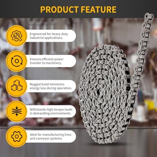 #41 Roller Chain 10 Feet for Gate Openers, Carbon Steel Operator Chain Replacement for Extension Automatic Sliding Gate Opener, Garage Hanger Door, Includes 5 Connecting Links - Image 2