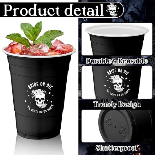 LemonRoad 50 Pcs Bride or Die Theme Bachelorette Party Plastic Cups 16oz - Image 4