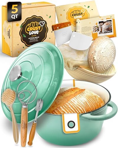 CRUSTLOVE 5 QT Cast Iron Bread Oven with Lid for Sourdough Bread Baking Set by CRUSTLOVE