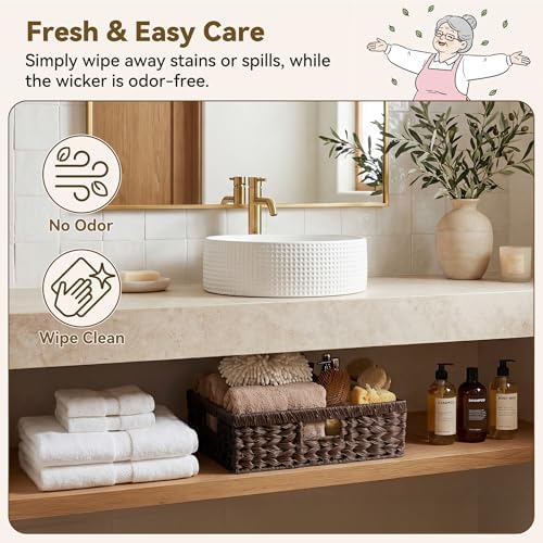 GRANNY SAYS Wicker Storage Baskets for Shelves, Brown Pantry Basket, 1-Pack - Image 3