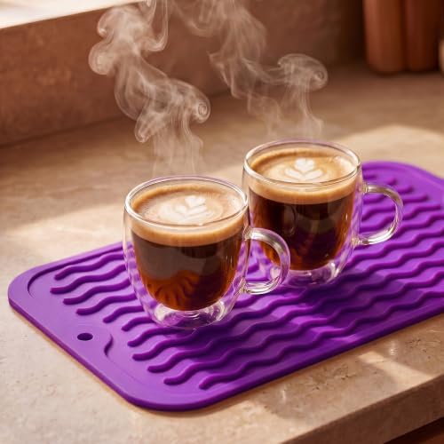 MicoYang Silicone Dish Drying Mat for Multiple Usage,Easy clean,Eco-friendly,Heat-resistant Silicone Mat for Kitchen Counter or Sink,Refrigerator or Drawer Liner Purple S 12 inches x 6 inches - Image 6