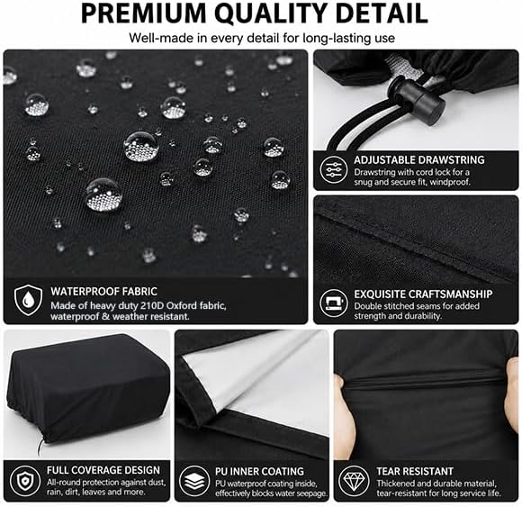 Griddle Cover for Char-Broil Commercial Series 4 Burner Gas Grill & Griddle, 210D Oxford Fabric Flat Top Grill Cover with Adjustable Drawstring, Outdoor Cover for Patio, Backyard and Deck - Image 3