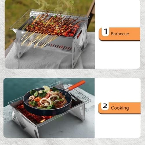 WINB Portable Folding BBQ Grill with Carry Bag for 1-2 People - Mini Charcoal Grill for Camping, Compact Stainless Steel Fire Pit, Outdoor Grill for Backyard, Hiking & Picnic (8.2X5.5 IN) - Image 5